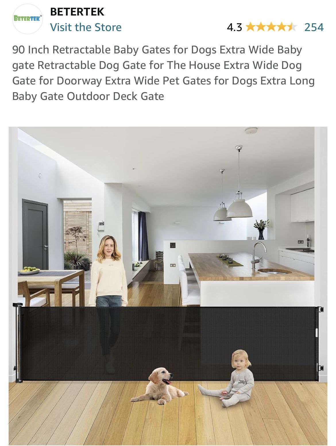 BETERTEK 90 Inch Retractable Baby Gate ( NEW )