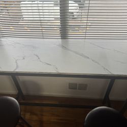 Modern Marble-Style Bar Table with 2 Stools