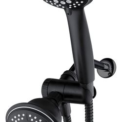 1763 Handheld Showerhead & Rain Shower Combo. High Pressure 24 Function 4" Face Dual 2 in 1 Shower Head System with Stainless Steel Hose, Patented 3-w
