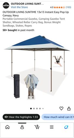 Outdoor Living Suntime 13x13 Pop Up Canopy Navy