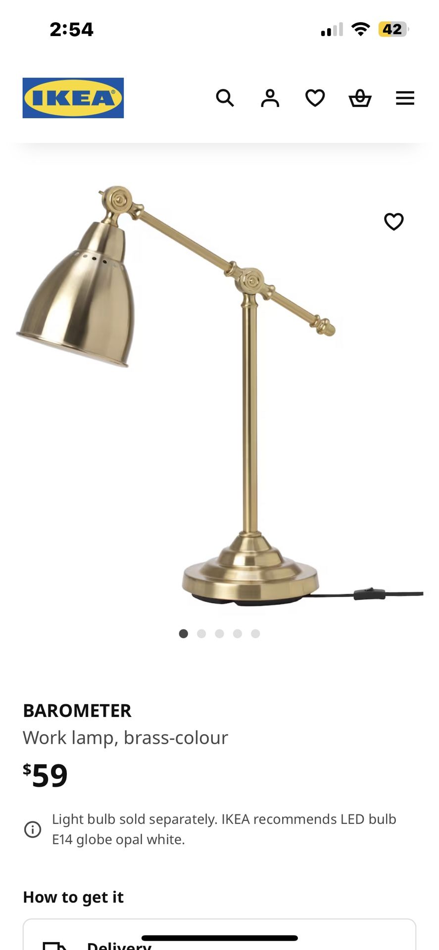 Gold Table Lamp Set (IKEA - Barometer) for Sale in Seattle, WA