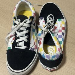 old skool checkered vans pride