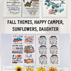 24 Decals Fall Theme, Sunflower, Happy Camper, Daughter