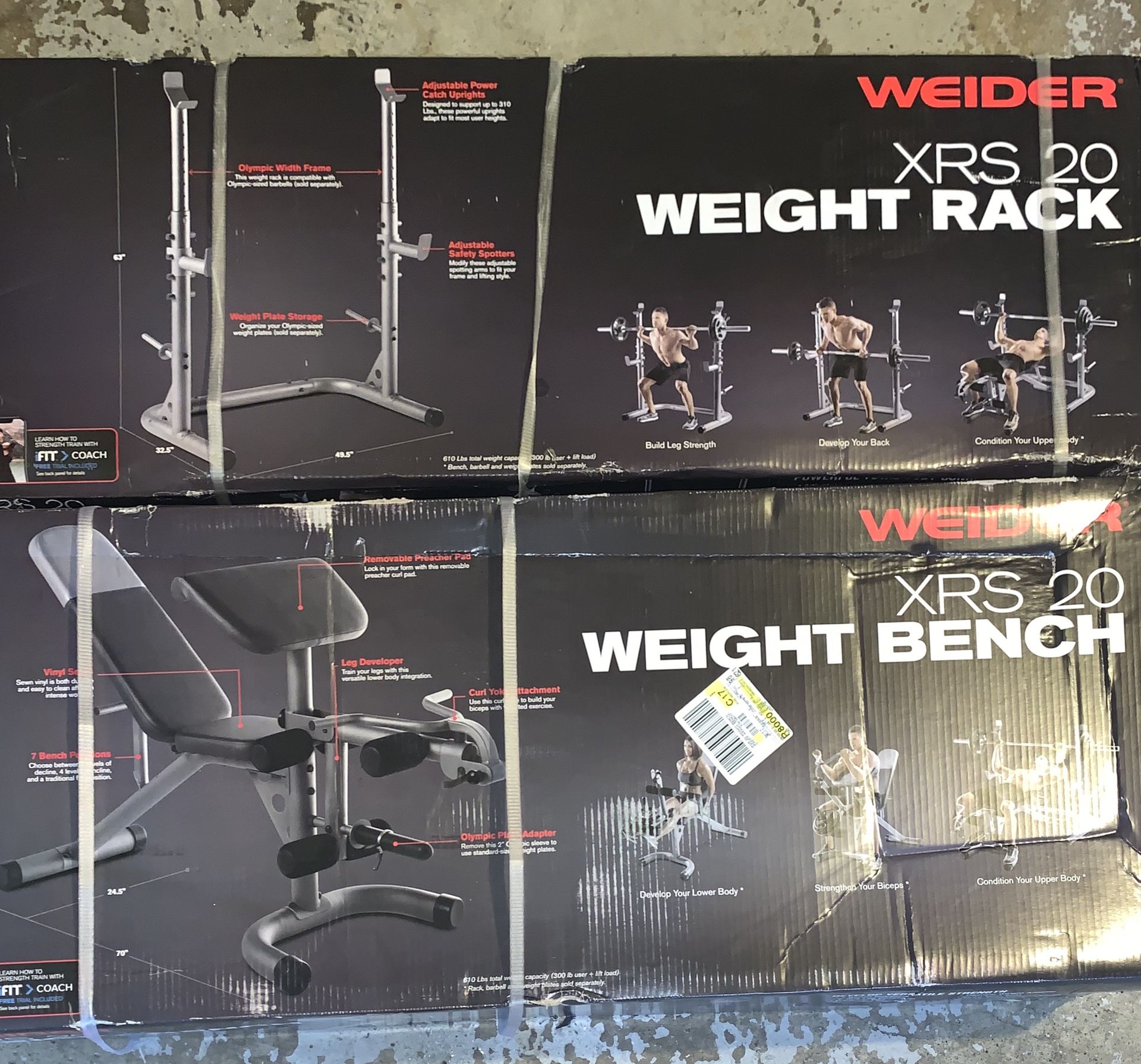 WEIDER XRS 20 WEIGHT BENCH AND RACK BUNDLE BRAND NEW