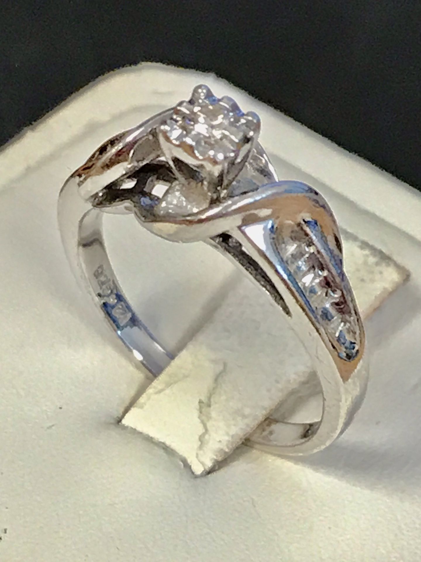 Diamond & silver engagement ring