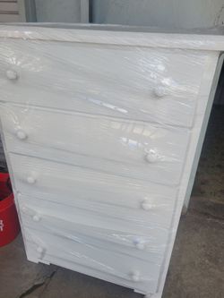 5 drawer chest hand built in white
