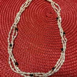3 Strand Vintage Fresh Pearl With 14K Gold Beads And Onyx