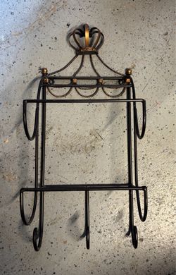Vintage Wrought Iron Wall Organizer Home Decor