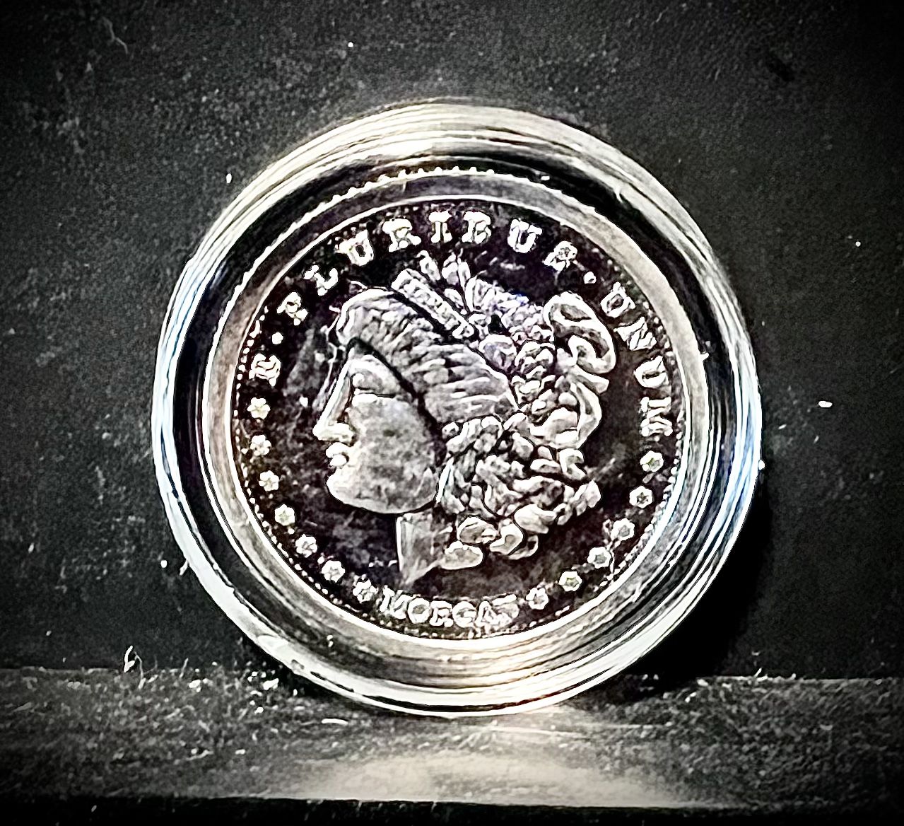 Miniature 99.9% Pure Silver Morgan Dollar Tribute Coin (15mm) • 1 Gram Fine Silver (.999) • Fractional Silver Round in Protective Capsule