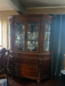 Elegant wooden glass cabinet