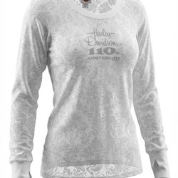 Harley-Davidson Woman’s 110th Anniversary Embossed Shirt Size M P2P 15” Route 66