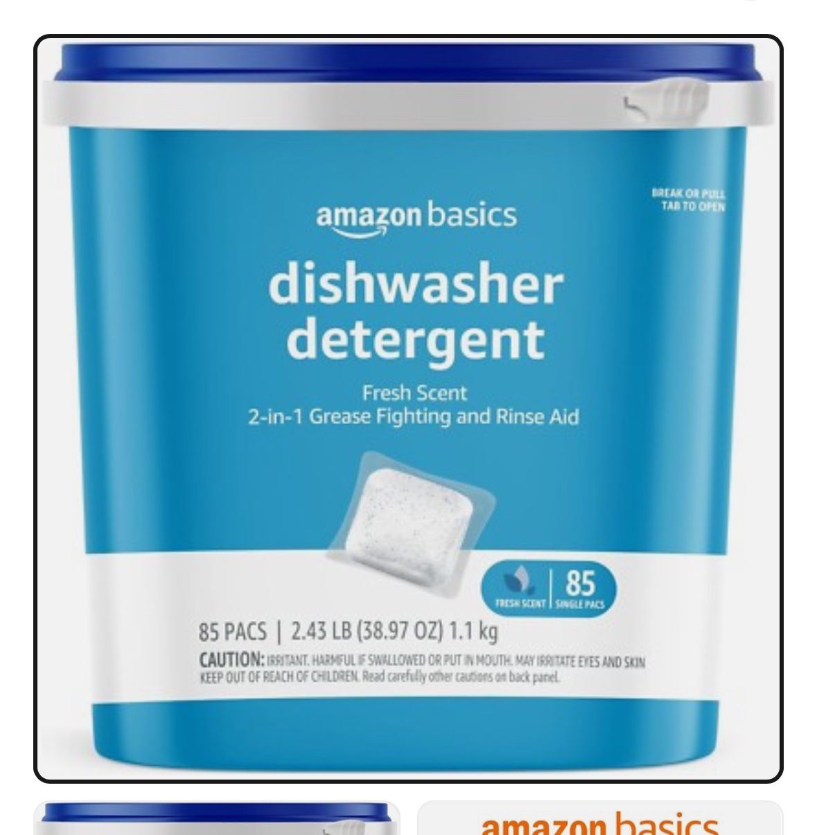 Amazon Basics Dishwasher Detergent Pacs Fresh Scent, 85 Count Pods