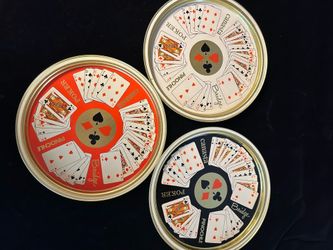 Vintage Metal Playing Cards Serving Trays