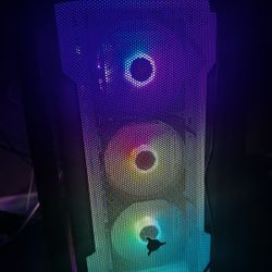 White gaming pc with RGB