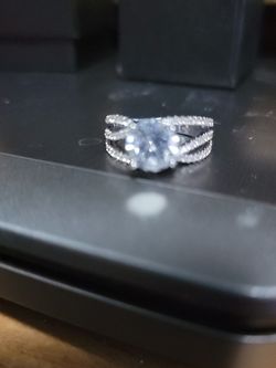 Size 7 White Sapphire Sterling Silver Engagement Ring