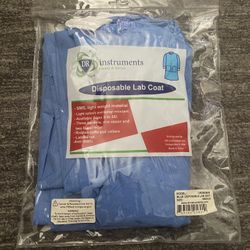 ynarex Disposable Lab Coats - Breathable Triple-Layered Non-Woven Polymer Fabric - Knee Length, Elastic Cuffs - Blue, size medium 