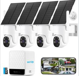 4 Packs Solar Security Cameras Wireless Outdoor, No Subscription, 4MP Home Security Cameras Syste
