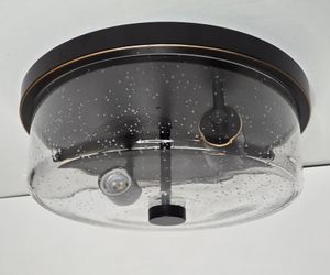 Flush Mount Ceiling Light, Seeded Glass
