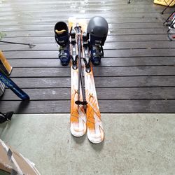 140cm K2 Skis  Salomon Ski Boots Size 27 Poles And Helmet
