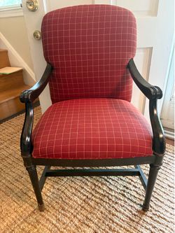 Traditional Upholstered Accent Chair with Black Wood Arms