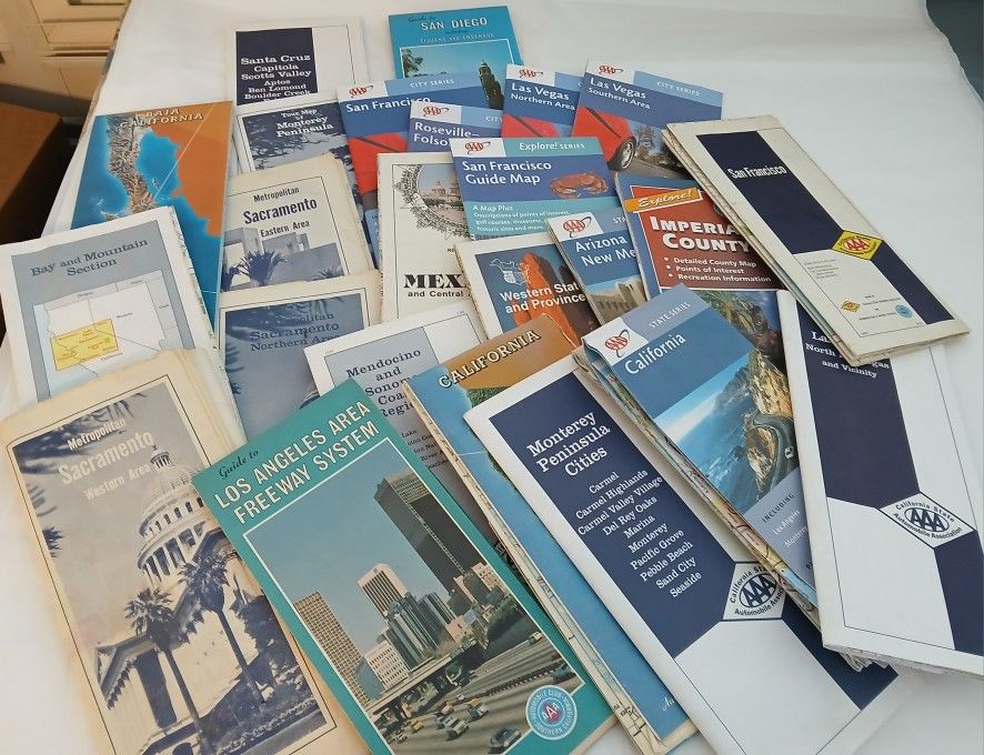 (24) Vintage AAA Maps 1969 thru 2004 CA Cities Western States Mexico Vegas