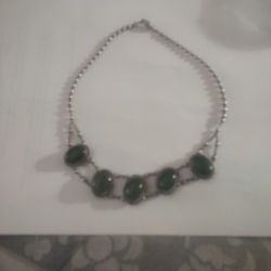 Vintage Silver Green Chalcedony 