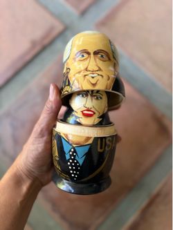 Bill Clinton Wooden Russian Nesting Dolls | Monica Paula Hillary Sax