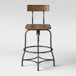 Threshold Adjustable Wood Barstool w/ Wooden Frame