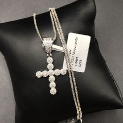 925 Sterling Silver 1.04CT Moissanite Small Cross Pendant Necklace Size 18”