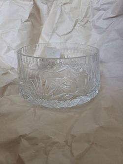 Heavy Clear Cut Crystal Glass Bowl