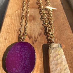 2 Botswana agate necklaces In Gold Filled Chain!