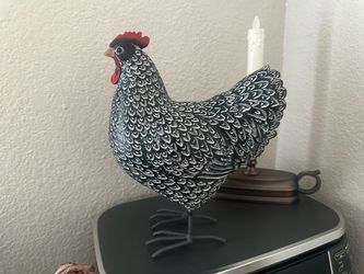 Decorative Hen Figurine Black and White