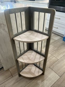 Folding Corner Shelves 3 Tier 38” Target Green Light Wood Plants Decor