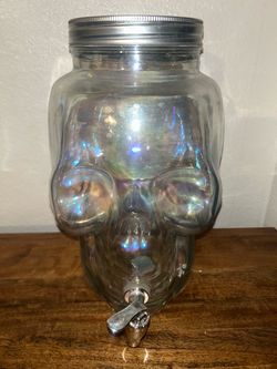 Skull Glass Beverage Dispenser with Spigot