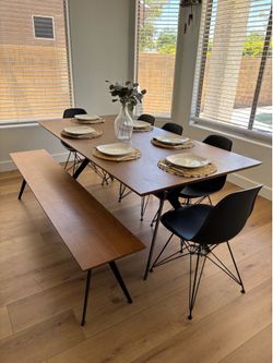Large Dining Room Table, Bench, Chairs