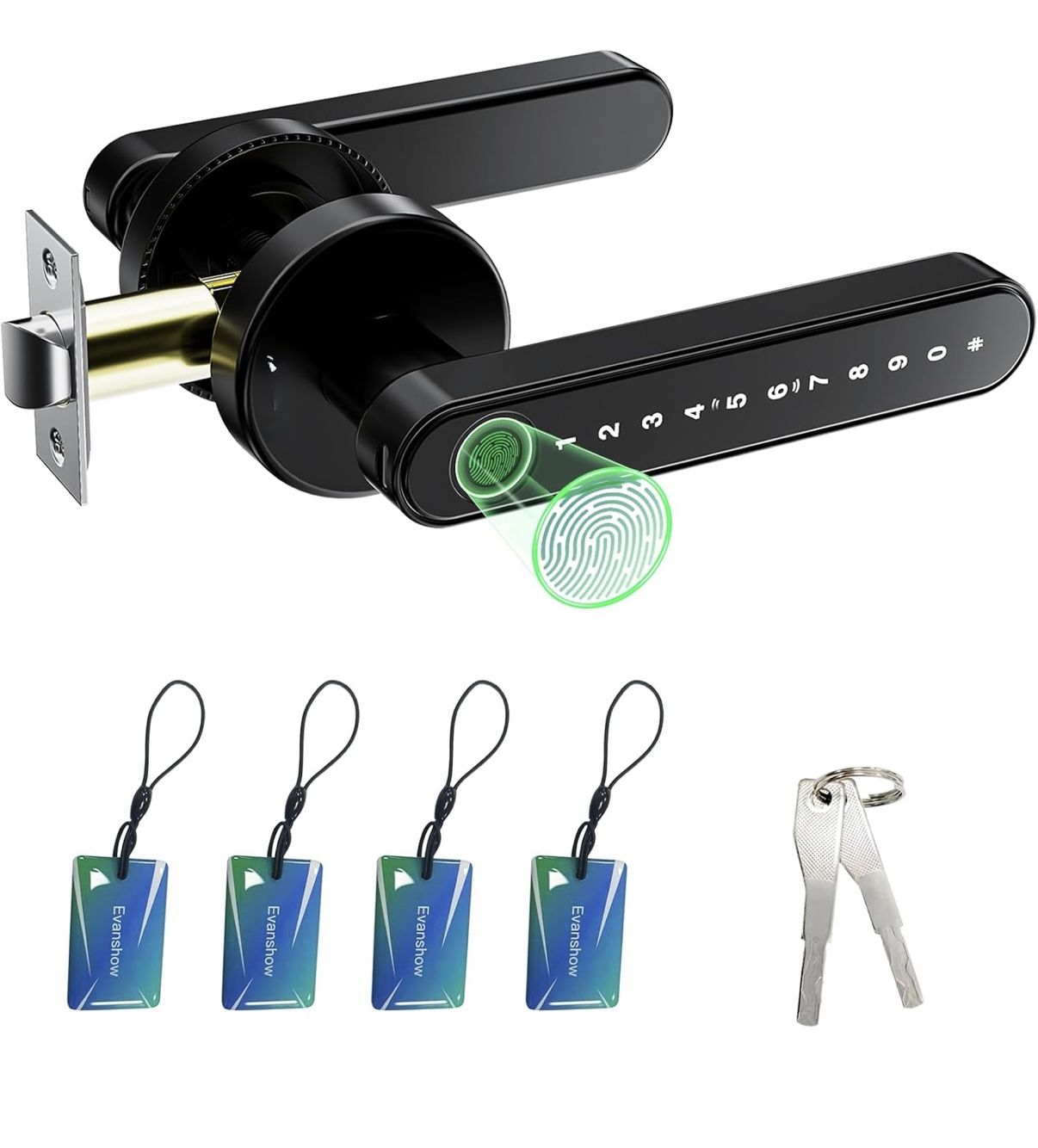 Fingerprint Door Lock Biometric Door Knob with Keypad Keyless Entry, Door Locks for Bedrooms, Home Hotel Office Apartment