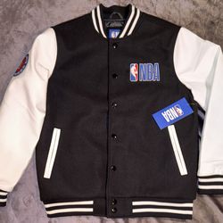 Black and white NBA varsity jacke