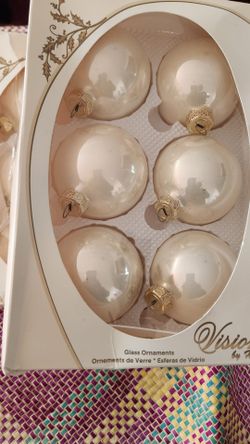 Visions Glass Christmas Ornaments total of 5