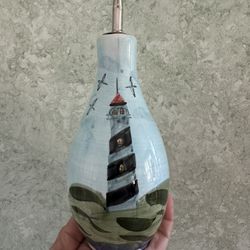 Lighthouse Cooking Oil Bottle, Hand Painted, Never Used