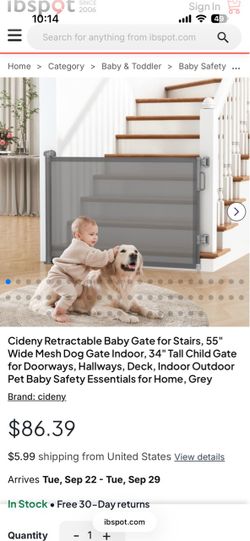 Cideny Retractable Baby Gate Grey
