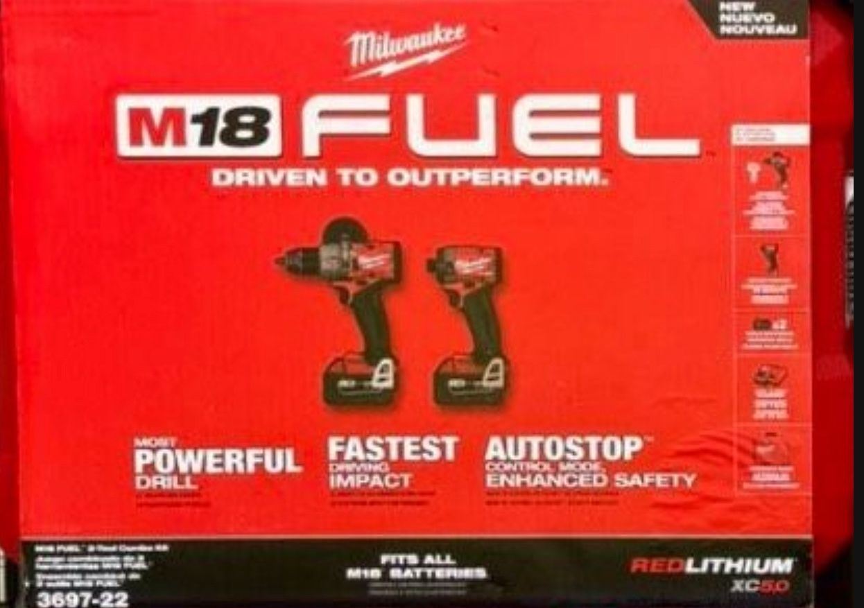 MILWAUKEE HAMMER DRILL UAND IMPACT  M18 FUEL 18V FIRM PRICE   Cordless Hammer Drill and Impact Driver Combo Kit with 1 Battery and 1 Charger FIRM 