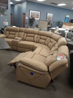 sectional power recliner sofa in suede