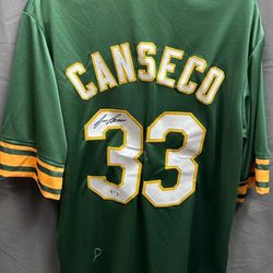 Athletics Jose Canseco Signed Oakland Green Home Jersey AUTO PSA COA Sz XL