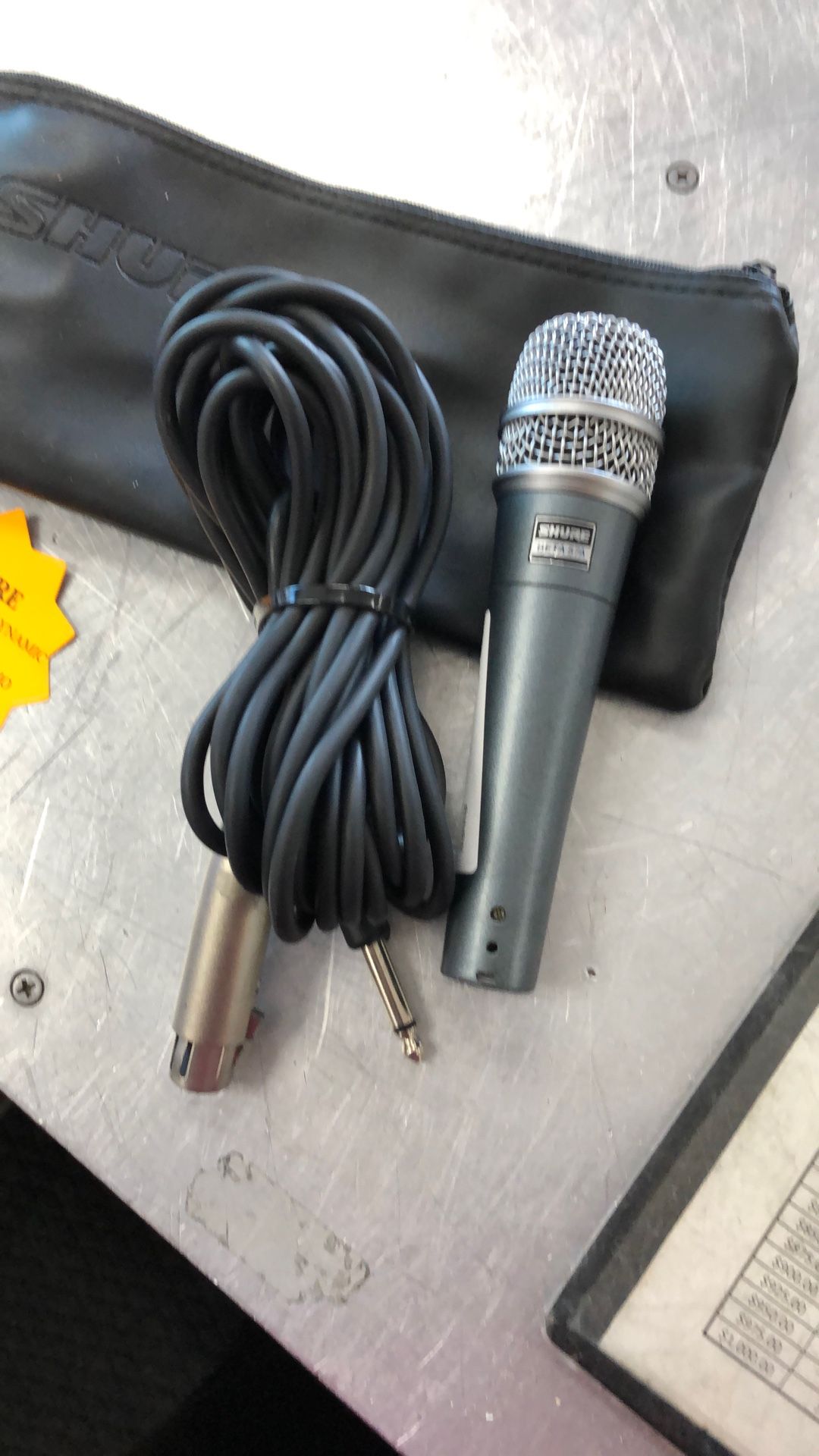 96091 Shure BETA 57A Xlr Super cardioid Dynamic Instrument Microphone W/ Audio Cord In Carry Pouch 585627