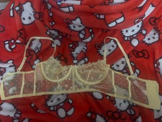 Women’s Luvlette yellow lace bra with floral embroidery, size 75B