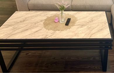 Black & White Marble-Look Coffee Table