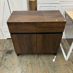 WAMPAT Storage Cabinet, Modern Sideboard with Adjustable Shelf and Metal Base, (damage)