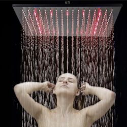 10" LED Shower Head Rainfall Square Top Sprayer For Shower Faucet