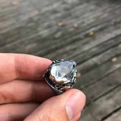 Special Design Sterling Silver Extra Clear Quartz Ring