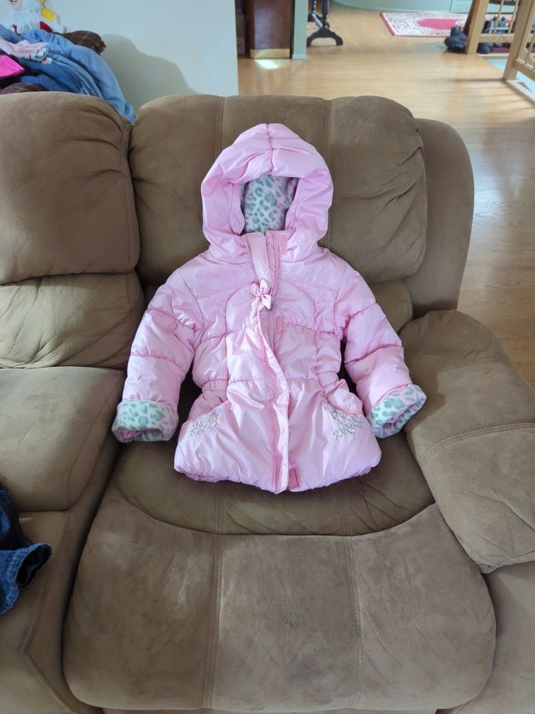 5t toddler/girls Fall Winter Pink With Leopard print Jacket Coat